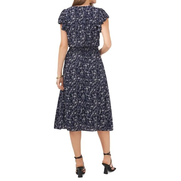 Vince Camuto Ruffled Cap Sleeve Dress Floral Blue Size XS NWT - Picture 2 of 9